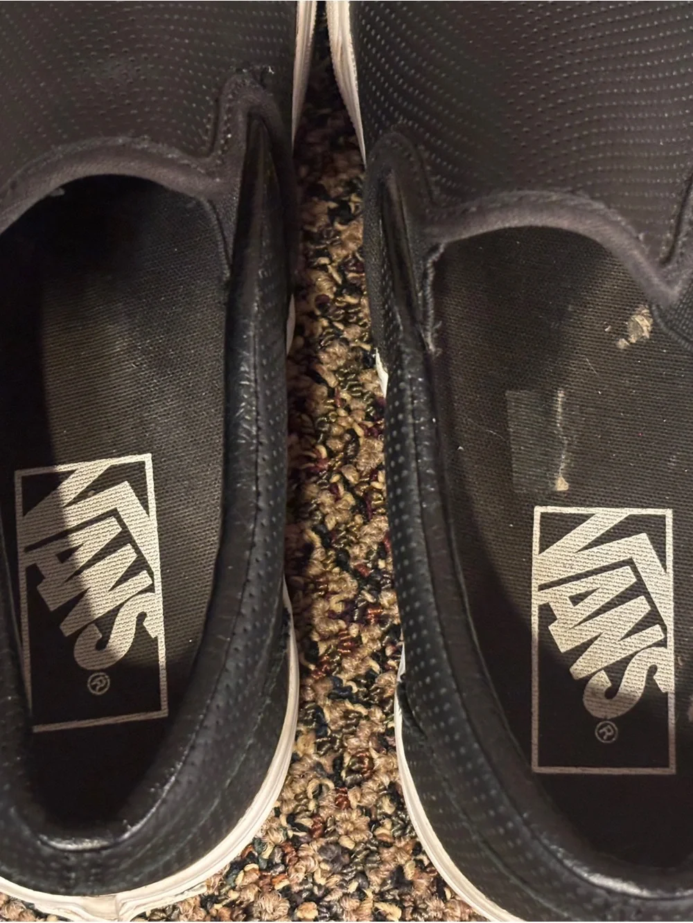 Vans Black Perforated Slip-On Sneakers with White Sole